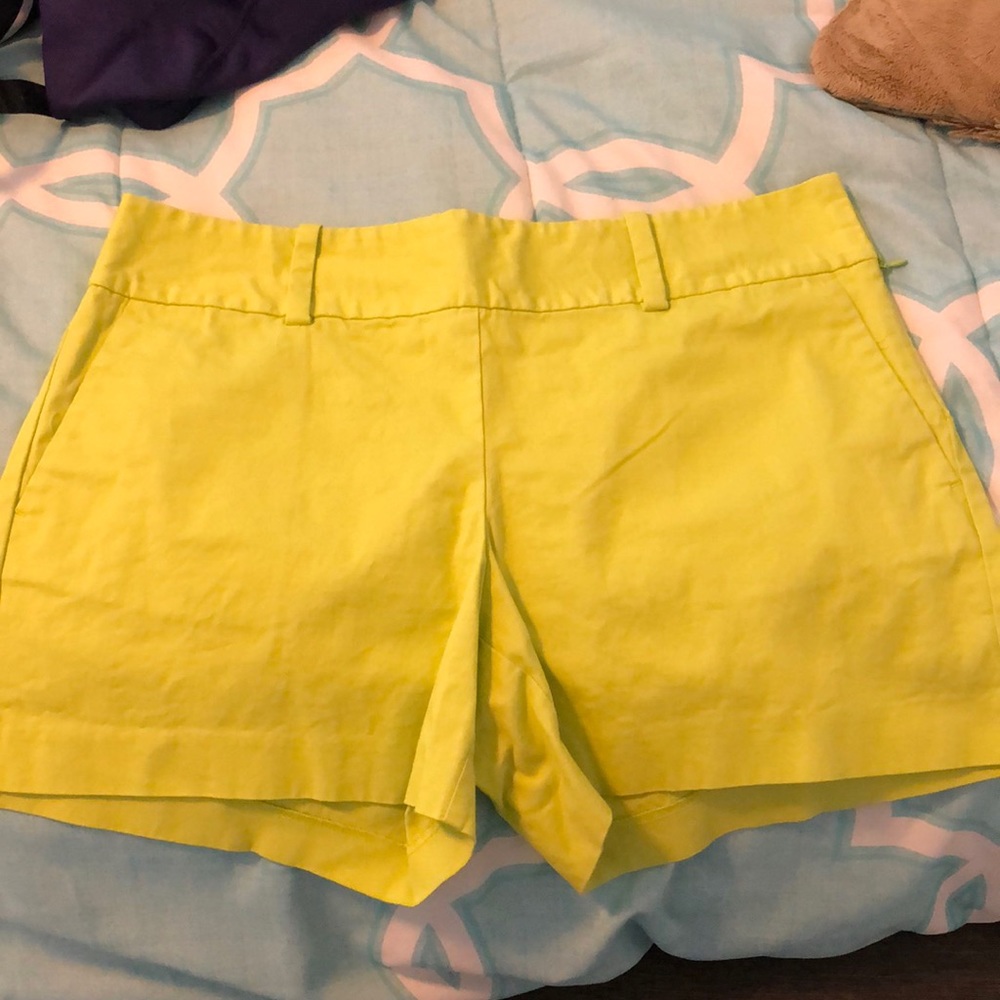 high-waisted lime green Ann Taylor City Shorts